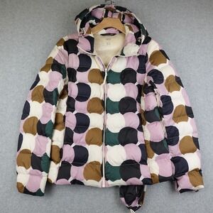 Uniqlo Marimekko Ultra Light Down Puffer Hooded Jacket Circle Print Women Small